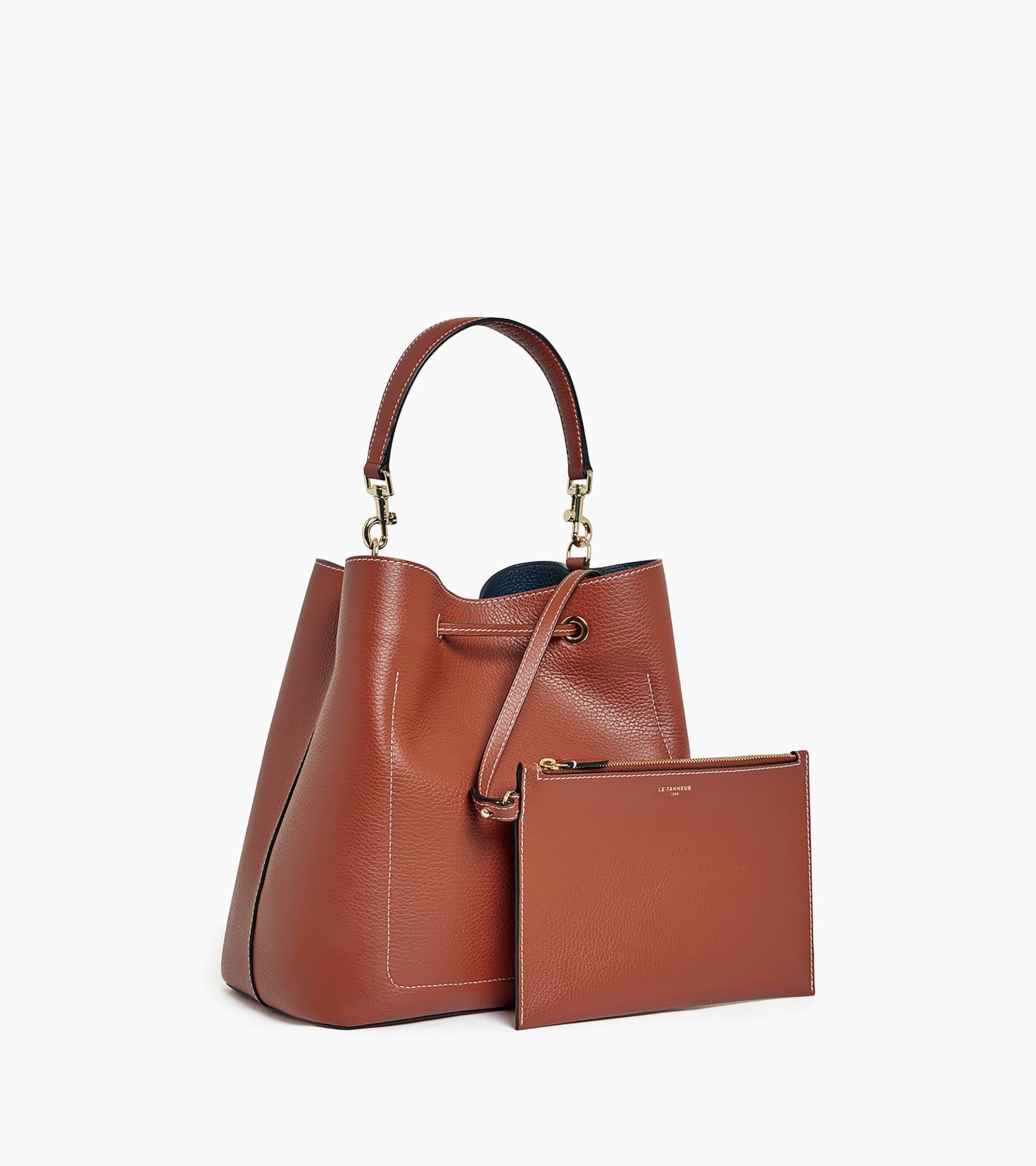 Louise large grained leather bucket bag