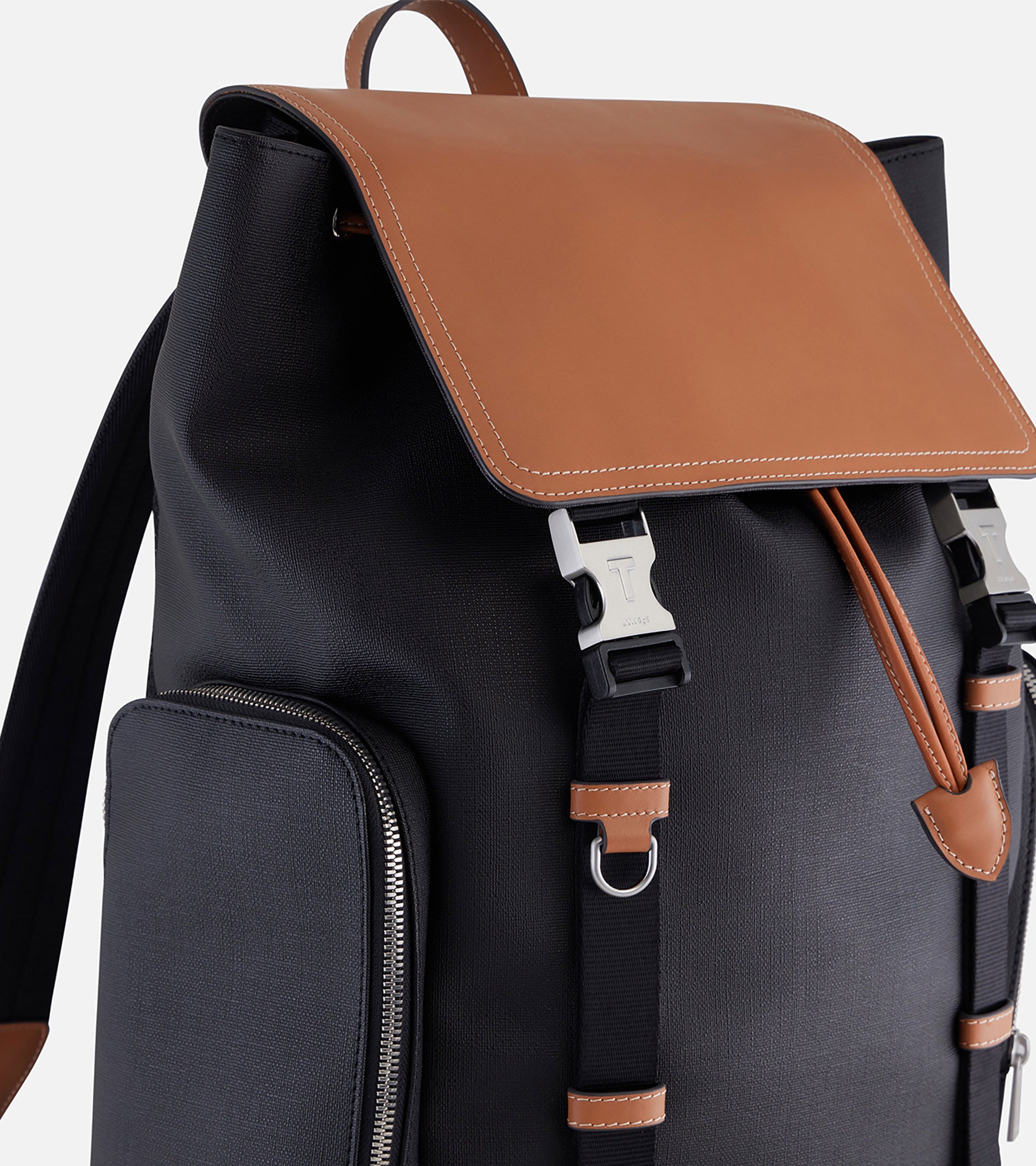 Maurice backpack with flap closure in coated canvas