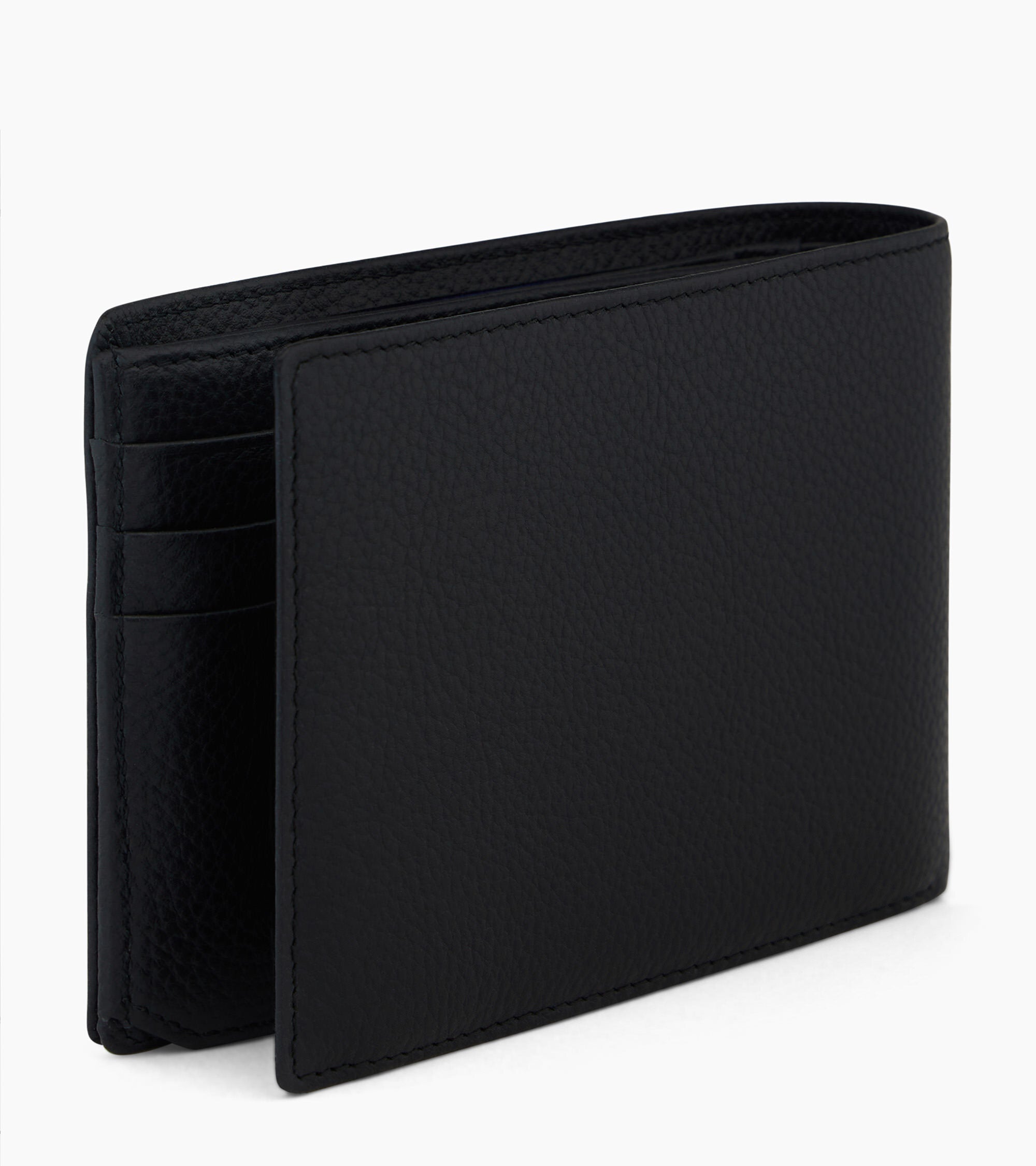 Emile flap wallet with 2 gussets in pebbled leather
