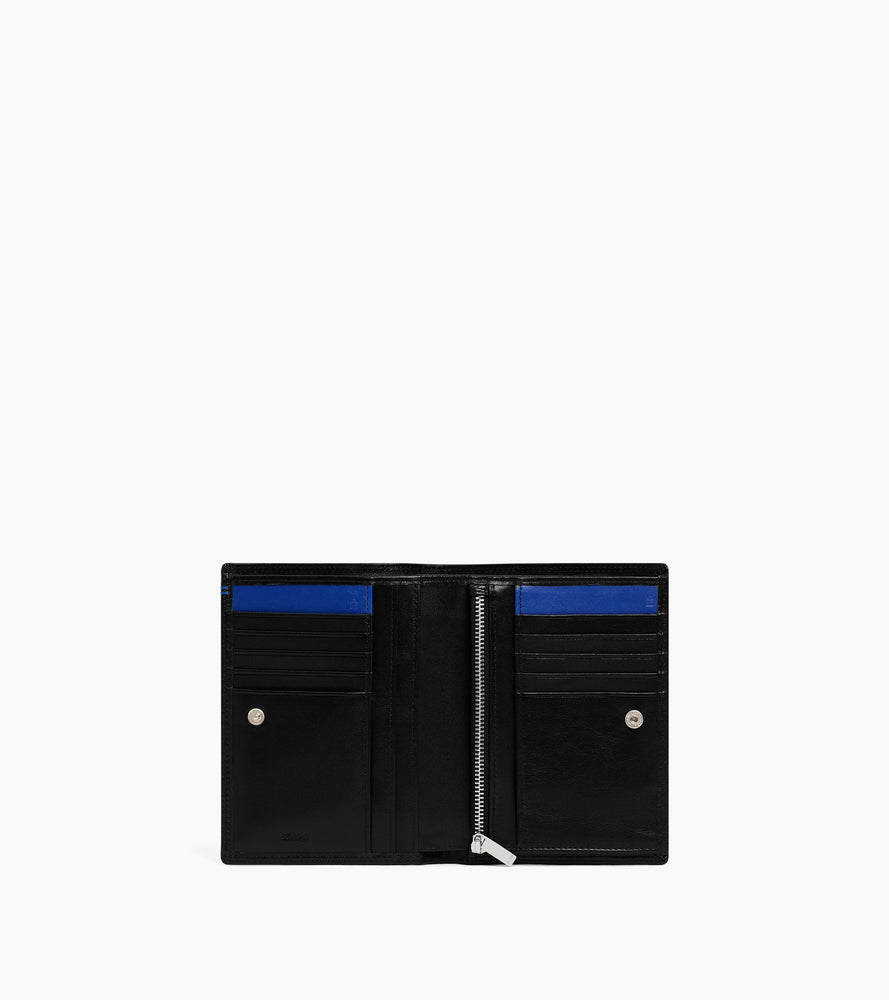 Grand portefeuille vertical zippé Martin en cuir lisse