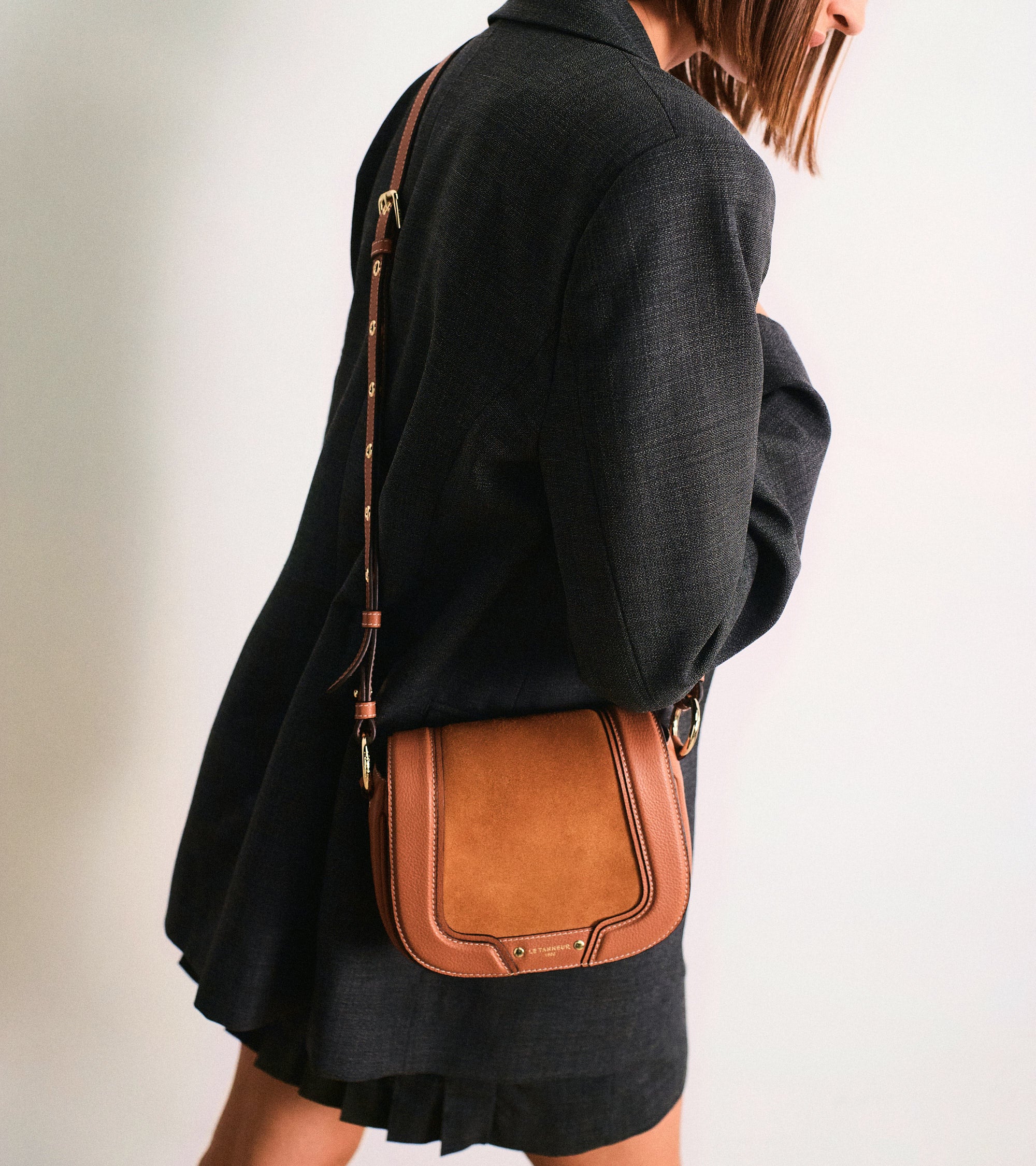 Small Ella grained leather and nubuck cross body bag