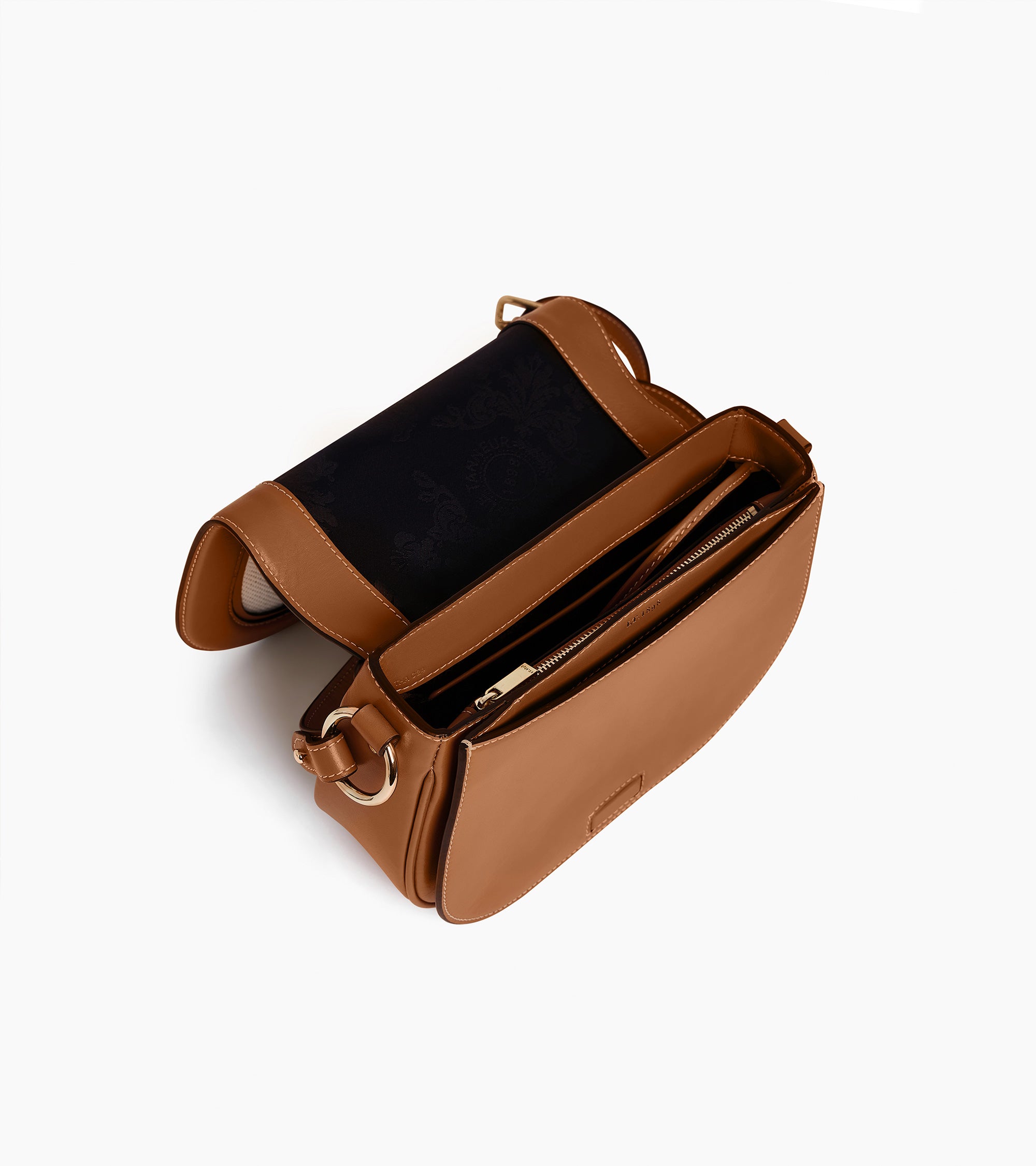 Ella medium shoulder bag in cotton canvas and smooth leather