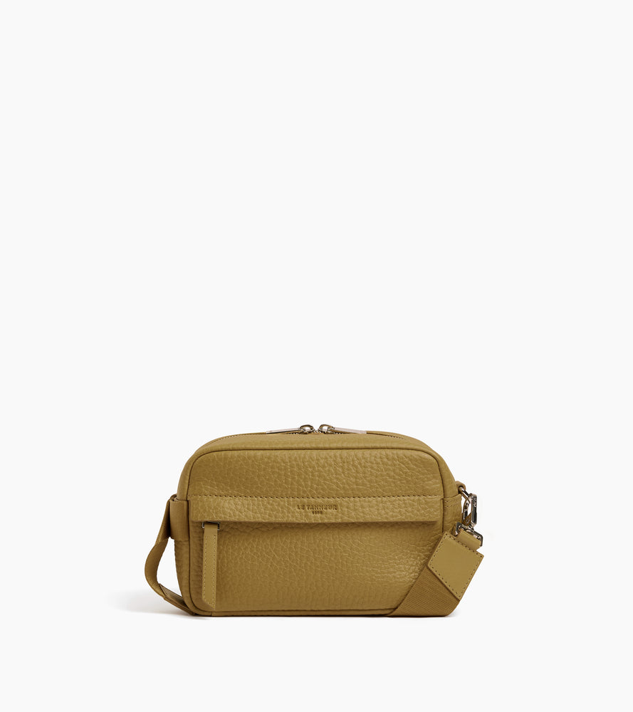 Noah small shoulder bag in buffalo grain leather and smooth leather