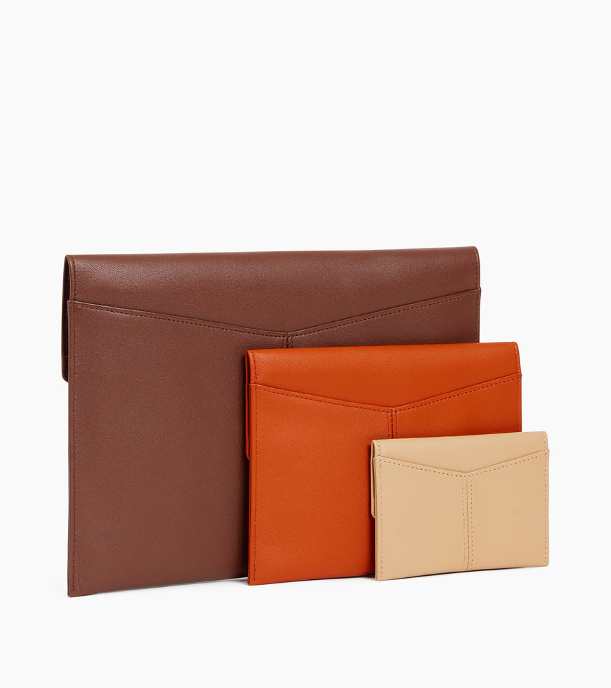Trio de pochettes Charlotte en cuir lisse