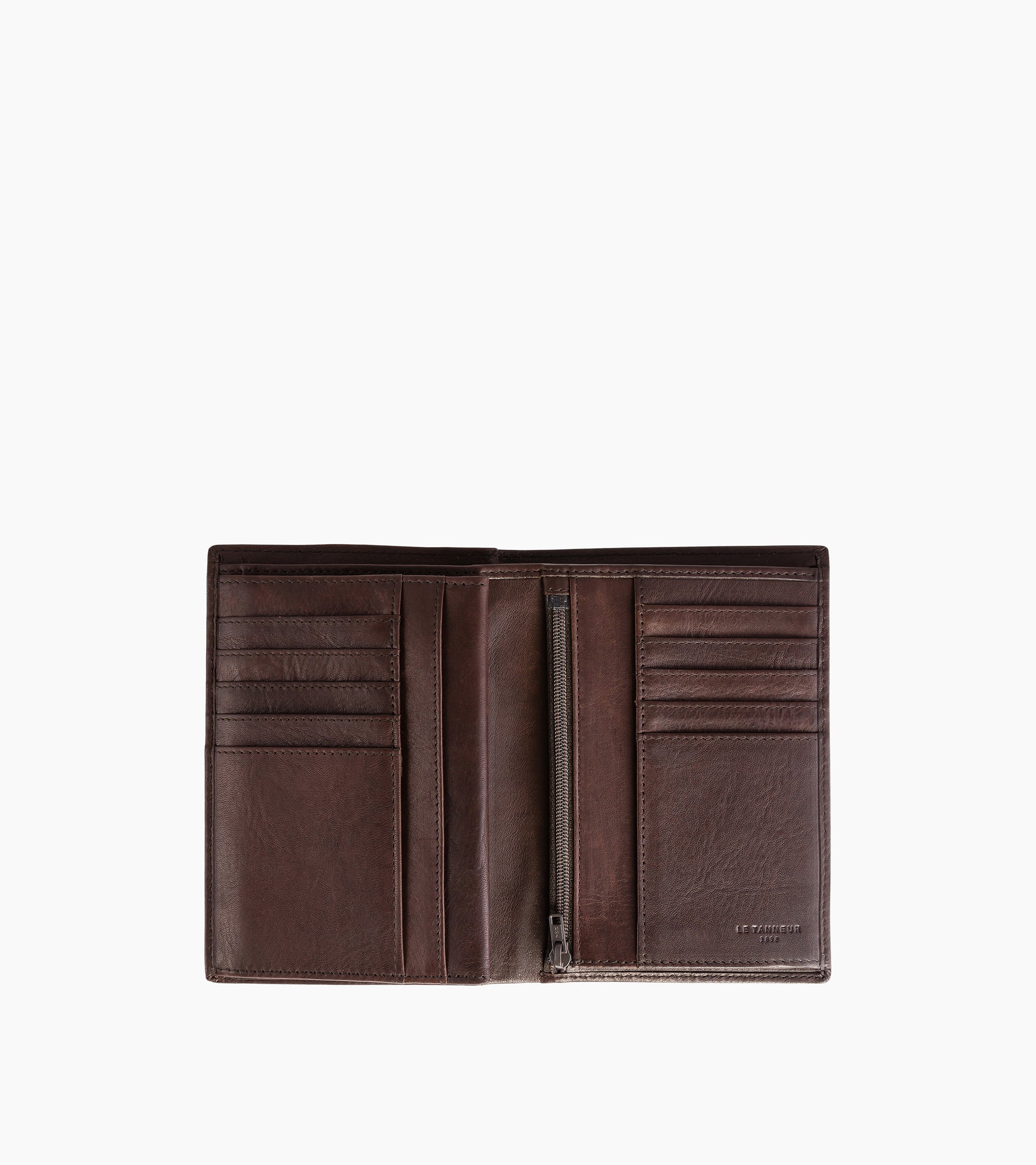 Medium zipped Gary oiled leather wallet with 3 shutters