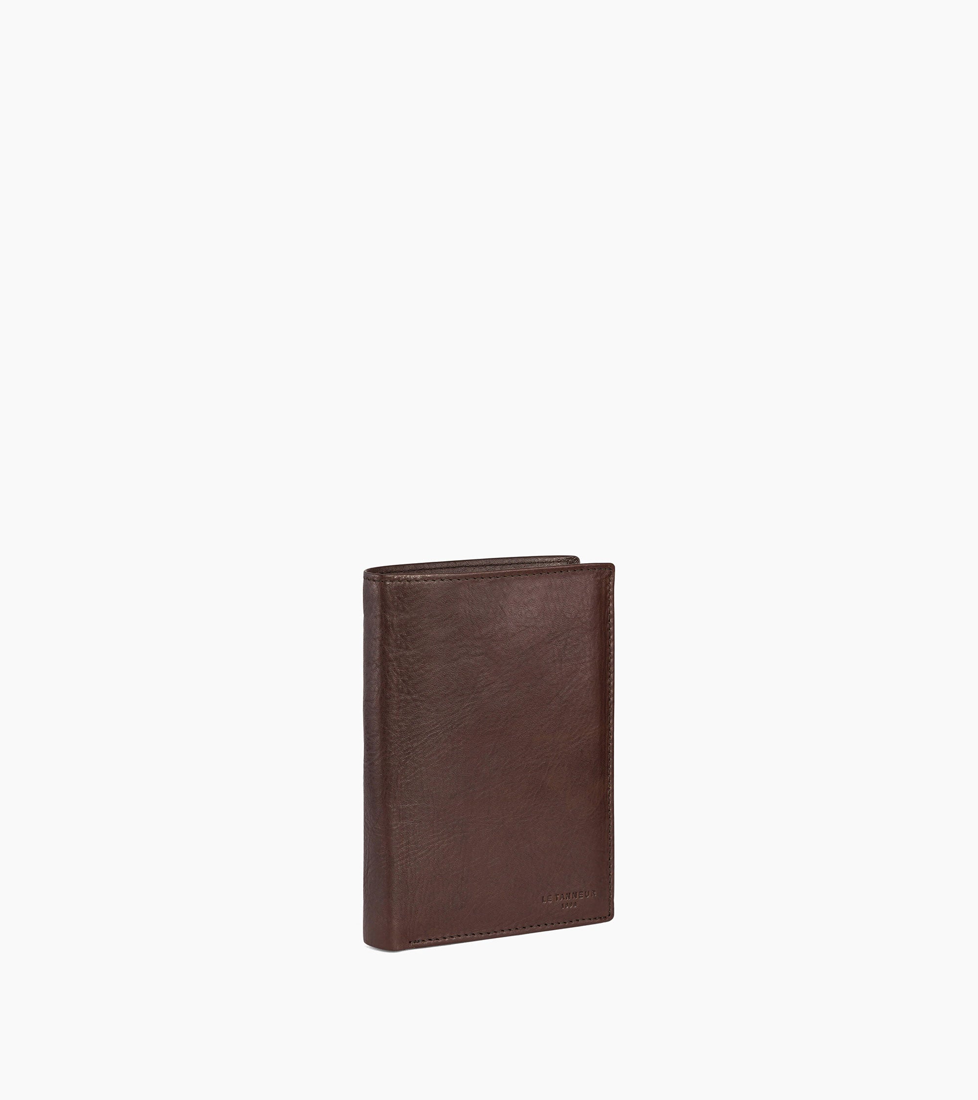 Large zipped vertical wallet with 3 sections Gary in oiled leather.