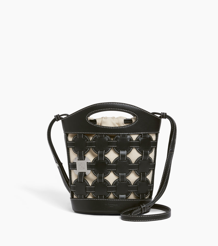 Small bucket bag Le Potier in canvas cotton and smooth leather