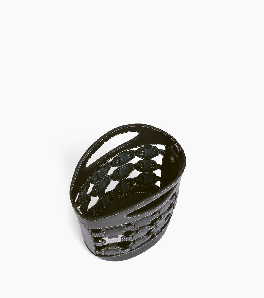 Small bucket bag Le Potier in canvas cotton and smooth leather