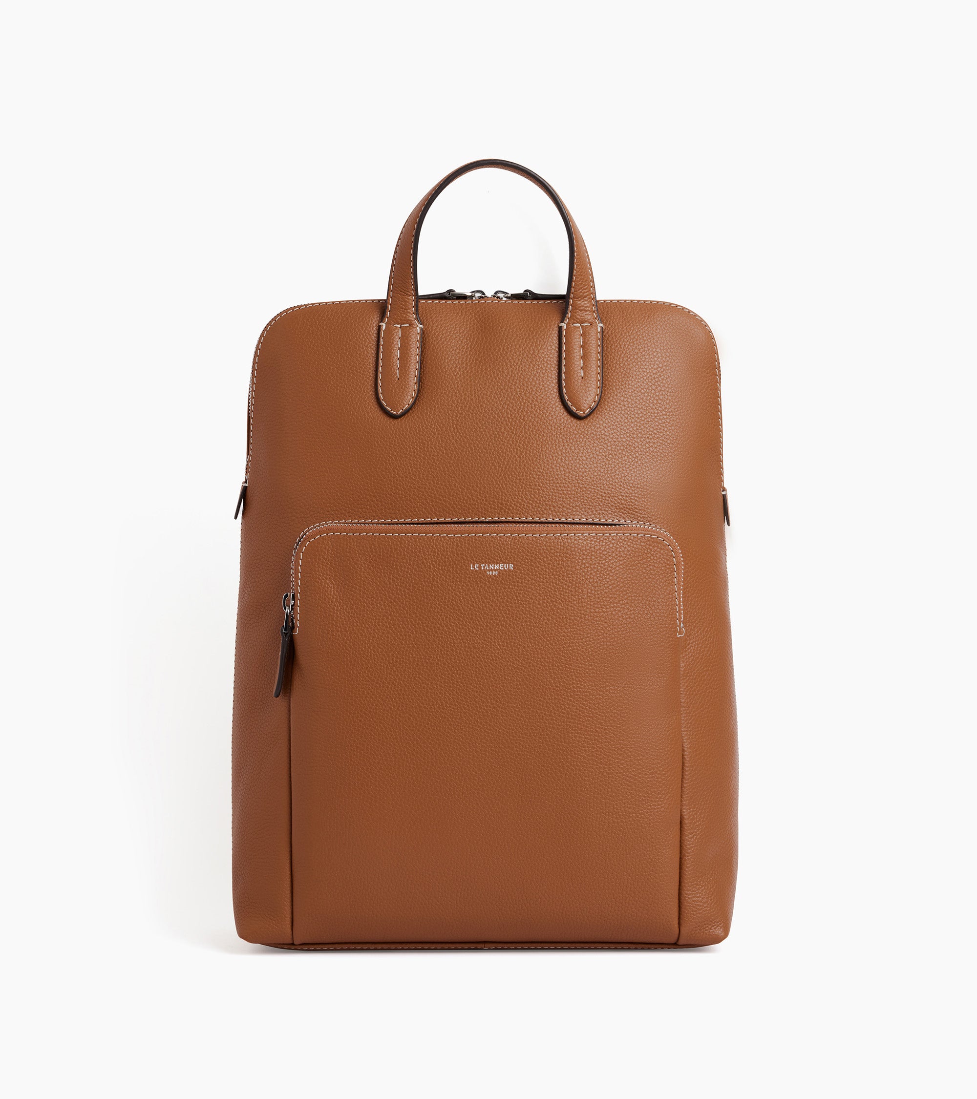 Sophie zipped business backpack in pebbled leather