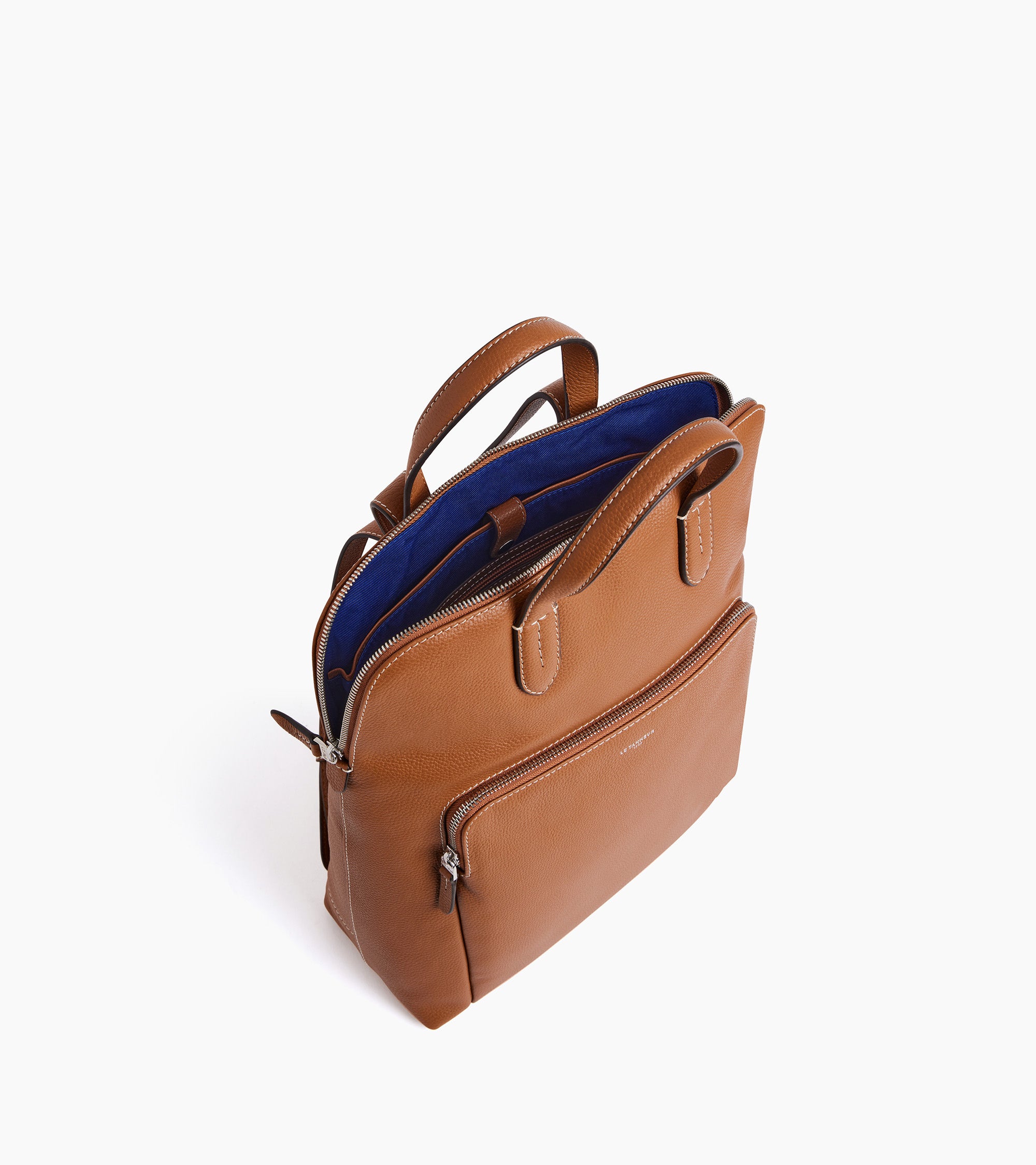 Sophie zipped business backpack in pebbled leather