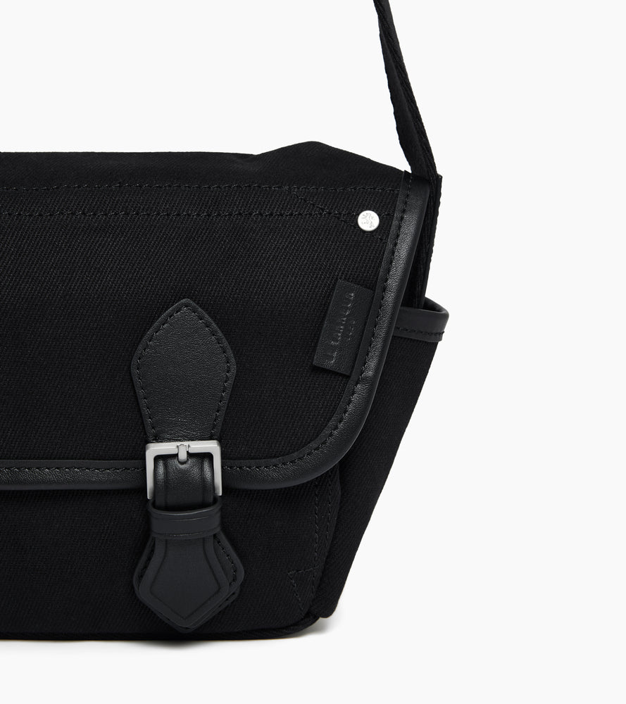 Solveig small shoulder bag in cotton canvas and smooth leather