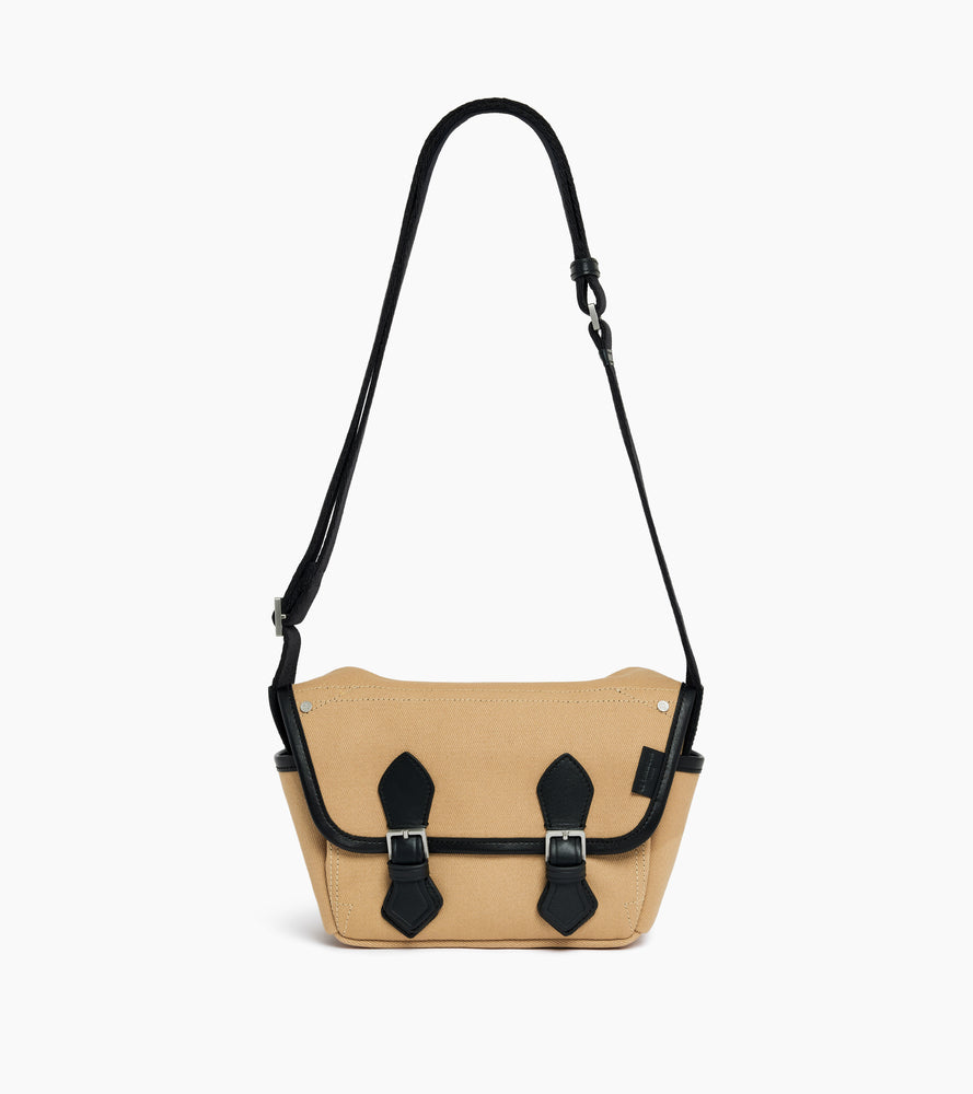 Solveig small shoulder bag in cotton canvas and smooth leather