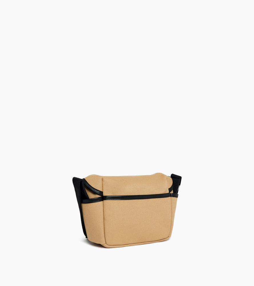 Solveig small shoulder bag in cotton canvas and smooth leather