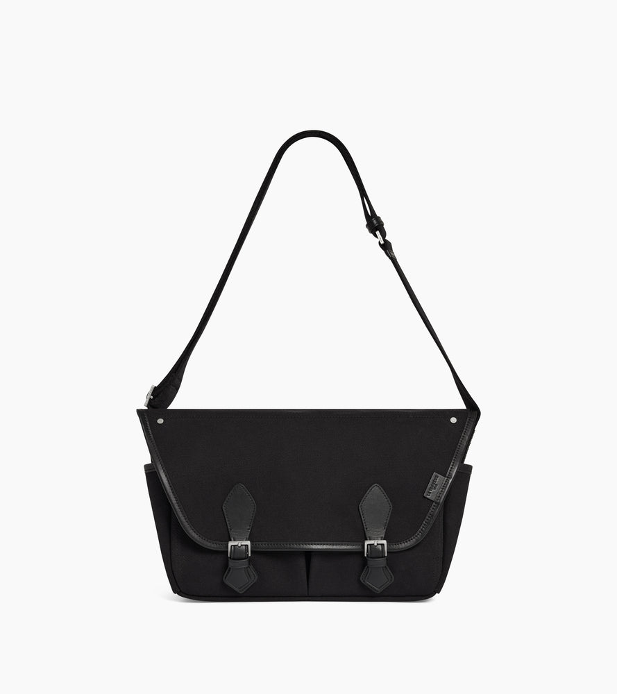 Solveig medium shoulder bag in cotton canvas and smooth leather