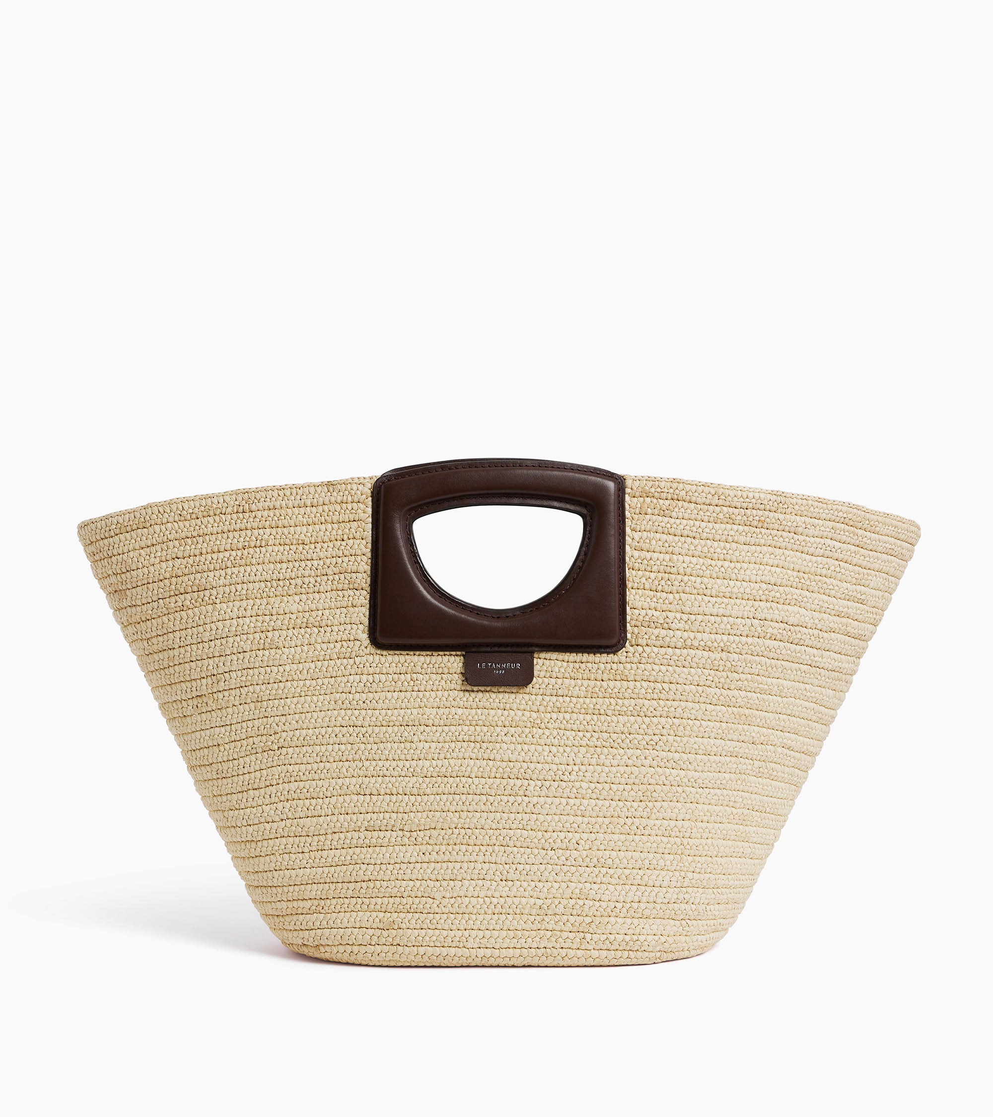 Große Tote-Bag aus natürlichem Raffia und glattem pflanzlichem Leder