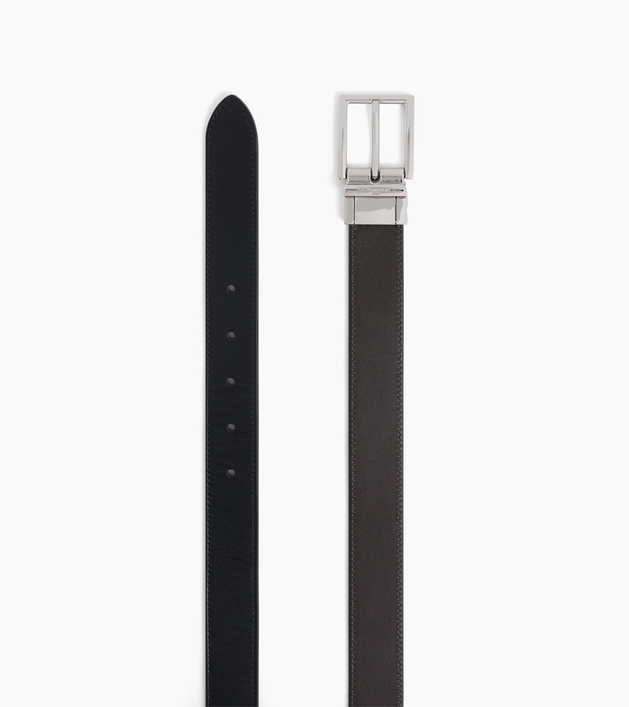 Ceinture réversible homme avec boucle rectangle en cuir lisse