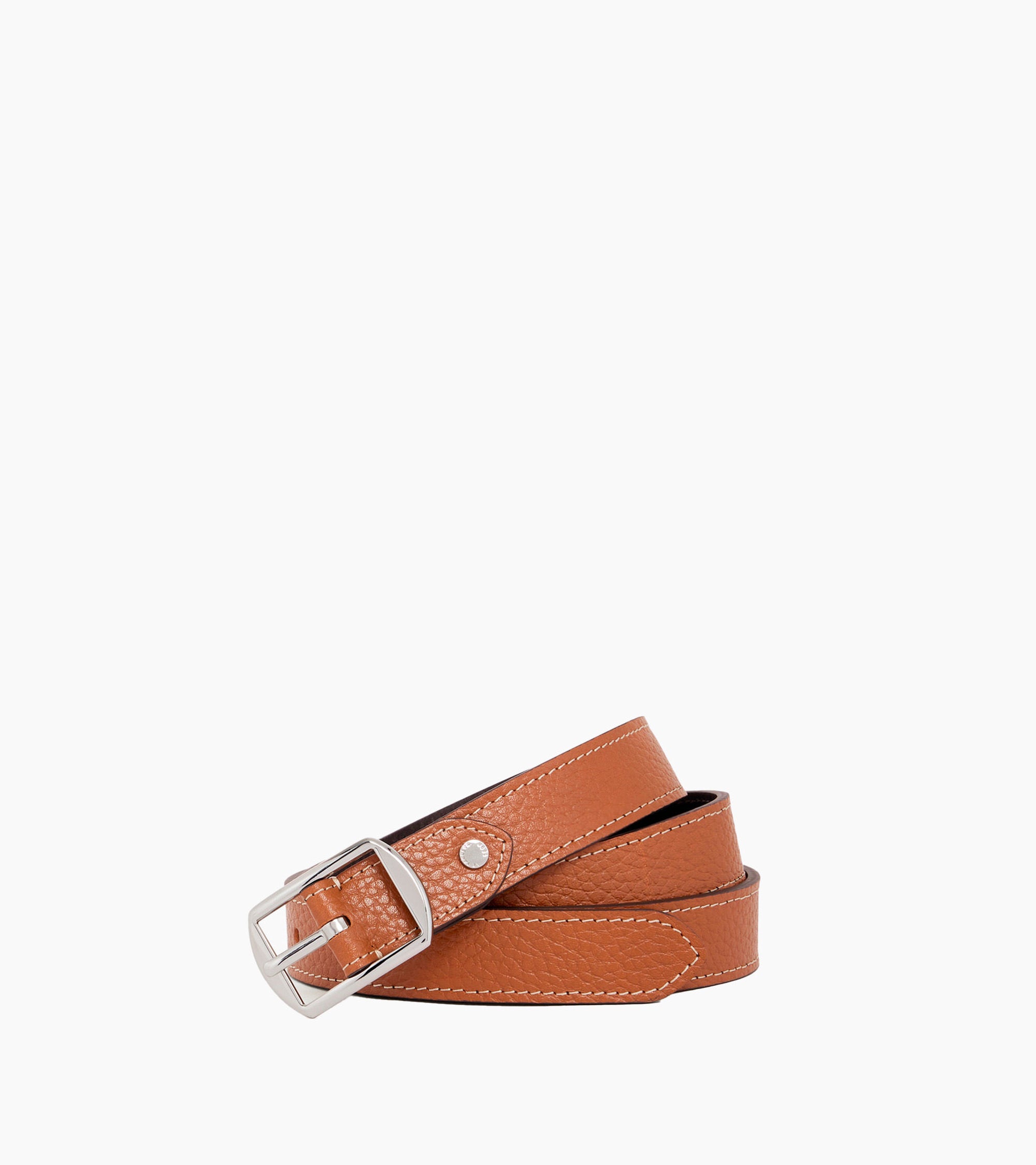 Cinturón reversible de mujer con hebilla cuadrada de cuero granulado